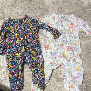 Old Navy Kids Footies - Floral Blue and White